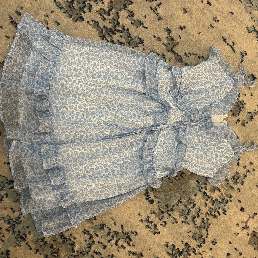 Floral Blue Ruffle Dress